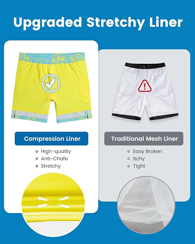 maamgic 2 in 1 Mens Swim Trunks 7 Inch Swim Shorts Swim Suits Board Shorts