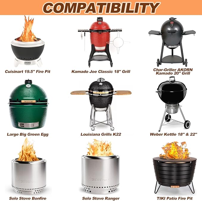 Ceramic Non-Stick Paella Pan with Handles, 18.5in Round Grill Griddle for TIKI Solo Stove Cuisinart Fire Pit Kamado Charcoal Grill Weber Kettle and More, Oven and Induction Safe PTFE Free PFOA Free
