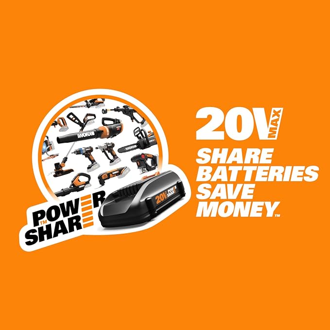 WORX Cordless Leaf Blower, Electric Blowers for Lawn Care with 120 MPH & 3.5 LBS, Long Nozzle Design for Narrow Spaces with Cleaning Attachments, Battery & Charger Included, WG545.1