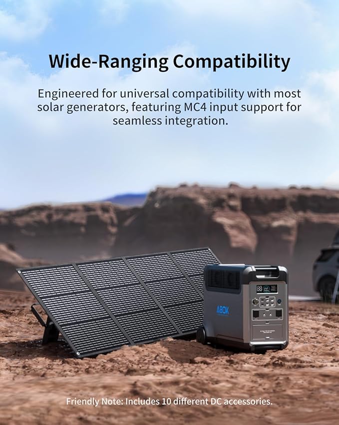 200W Portable Solar Panel with Kickstand, Foldable & Durable, 23.5% High Efficiency, Waterproof IP68 for Power Station Off Grid Outdoor Adventures Camping RV Road Trip Home (PV200)