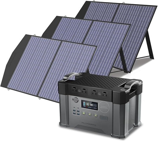 ALLPOWERS S2000 PRO Solar Generator with Panels Included, 2400W MPPT Portable Power Station with Solar Panel 200W, Solar Backup Power for Van House Outdoor Camping (S2000 PRO+SP027*3-100W)