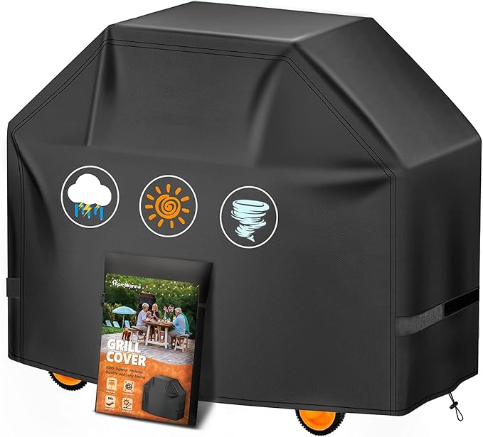 HomWanna Grill Cover 40 Inch - Small Gas BBQ Cover for Outdoor Grill - 600D Outside Barbecue Covers Waterproof Heavy Duty for Weber, Dyna-glo, Char-Broil, Nexgrill, Brinkmann, Monument and More