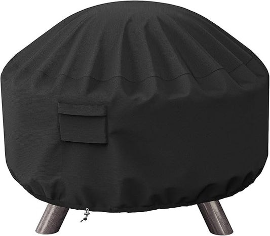 SHINESTAR Round Fire Pit Cover, Fits for 36-40 Inch Firebowl with Drawstring and Built-in Vents, Waterproof & Windproof, 40 Dia x 20 H, Black