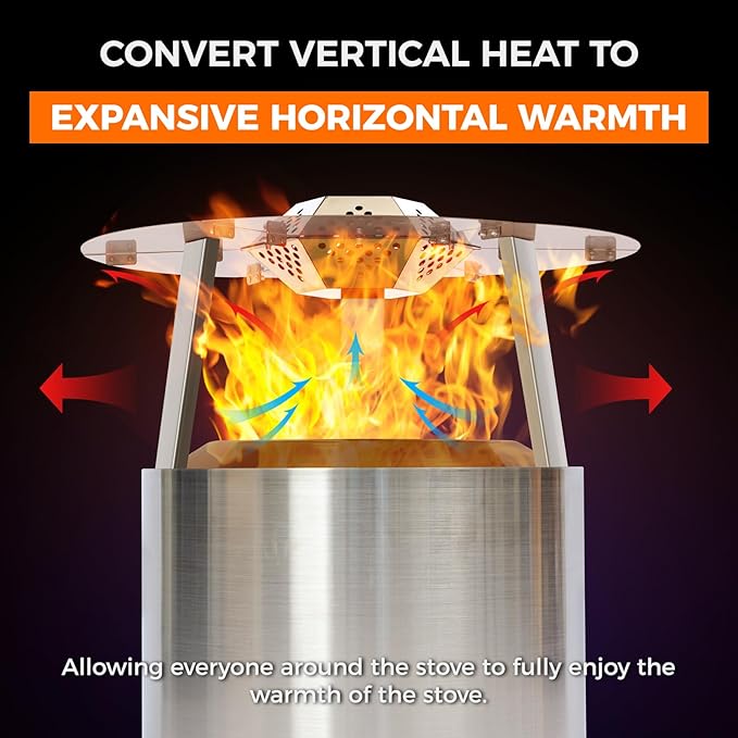 Fire Pit Heat Deflector for Solo Stove Yuokon 1.0/2.0 and Other 27" Fire Pit, with 3 Legs 304 Stainless Steel for Solo Stove Accessories, for Outdoor Firepit Captures and Redirects Warmth.