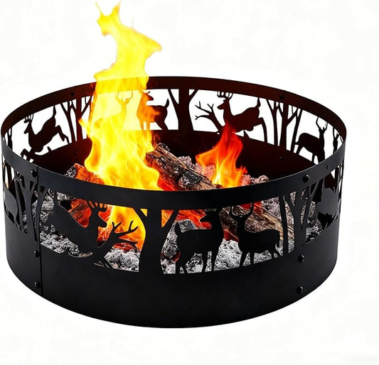 Fire Pit Ring Heavy Duty: 36X9Inch Smokeless Steel Insert for Outdoor Camping Garden Patio Backyard