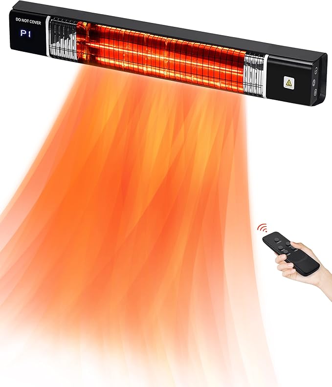 Outdoor Heater,1500W Patio Heater,Garage Heaters with Remote,3 Power Settings,24H Timer,Quiet Operation, Overheat & Waterproof Protection,Electric Wall Heaters for Indoor,Shop,Porch,Backyard,Basement