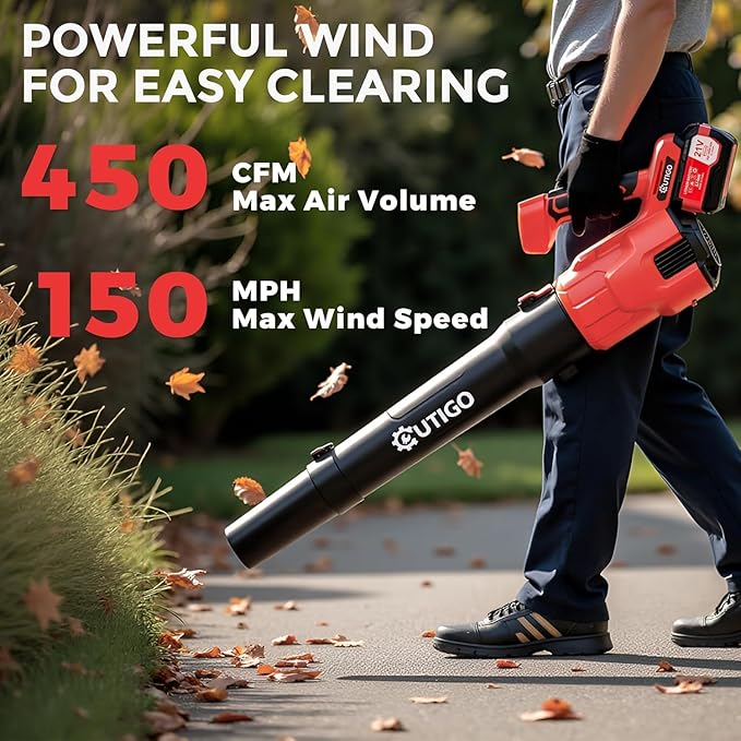 Cordless Leaf Blower with 2 * 21V 4.5Ah Batteries and 2 Tubes, Powerful Lightweight Handheld Garden Leaf Blower, Suitable for Dust Removal, Snow Removal, Yard and Homework