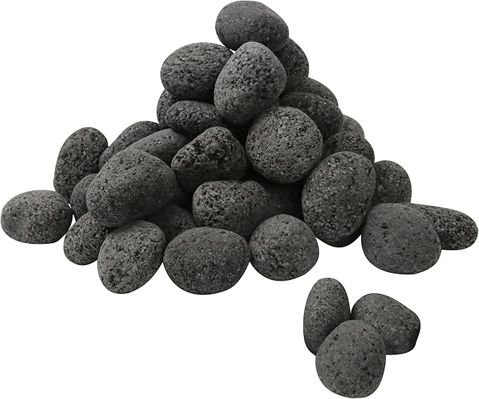 Sunnyglade 17.8LBS Black Lava Rocks for Fire Pit 1-2 inch Gas Fireplace Rocks, Black Lava Pebbles for Propane Fire Pit, Decorative Volcanic Stone for Outdoor & Indoor Gas Fireplace (17.8, Pounds)