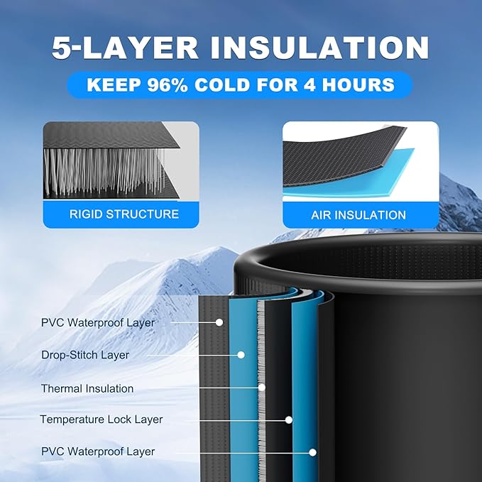 AS ColdPlunge XL Ice Bath Tub for Cold Plunge, 120 Gal Ice Plunge Tub with Insulated Lid, Step Stool, Portable Inflatable Ice Pod Plunge Barrel, Easy Chiller Connection, Cold Therapy Indoor Outdoor