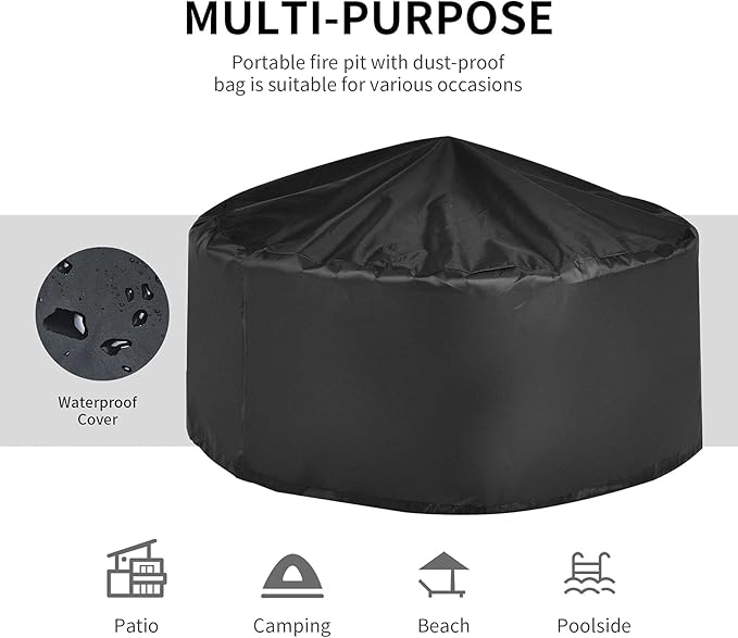 Giantex 3 in 1 Fire Pit, 32" Outdoor Wood Burning Fire Pit, Multifunctional Round Firepit Stove, Metal Fire Bowl with Cover, Portable Fire Pits for Outside Heating, Bonfire, Picnic, Grill