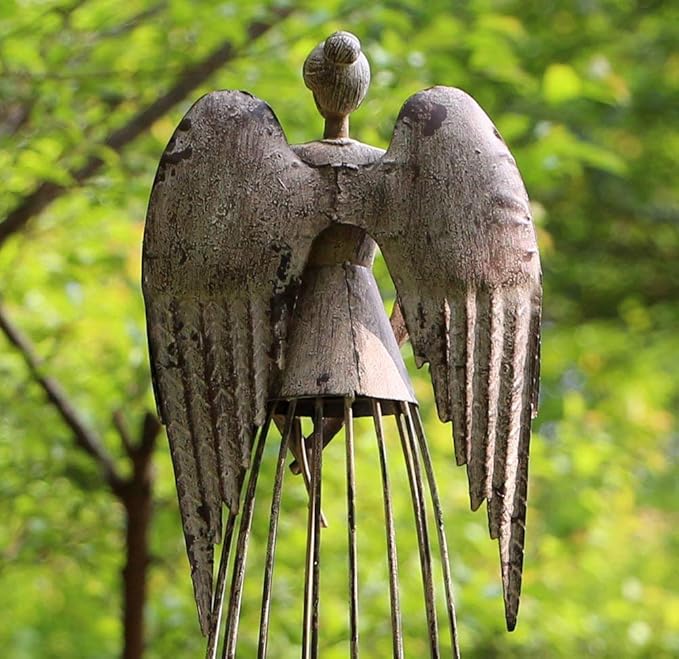 K KILIPES 26" H Antique Metal Angel Garden Statue Outdoor Yard Art Lawn Ornaments, Gifts for Mom Grandma Women