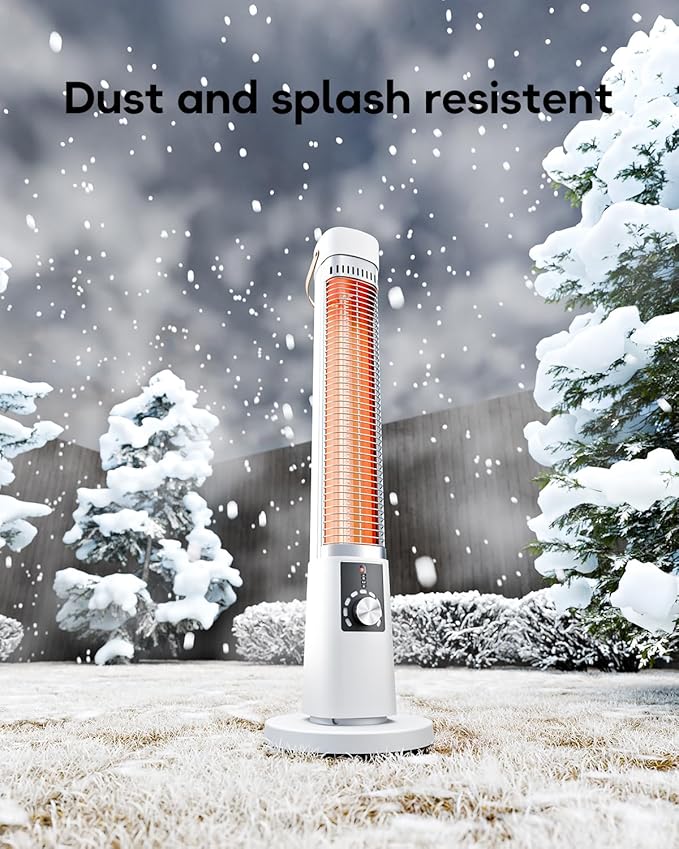 Patio Heater for Outdoor Use, 32.1" 1500W Electric Space Heater Indoor, 60-Degree Oscillating Portable Infrared Heater, with Timer, Remote, for Patio, Gazebo, White