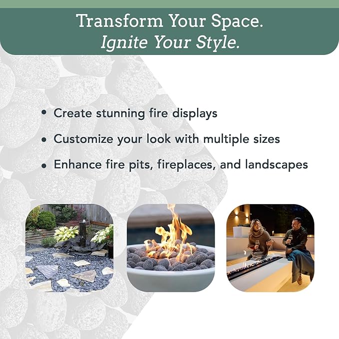 Black Lava Rocks for Fire Pit - 1 to 2 inch 20 lbs - Gas Fireplace Rocks - Black Lava Rock for Propane Fire Pit - Decorative Lava Stone Volcanic Rock for Outdoor & Indoor Gas Fireplace