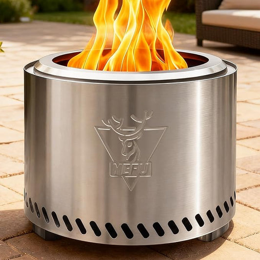 YEFU Smokeless Firepit for Outdoor Portable: 19 Inch Fire Pit with Removable Ash Pan - Outdoor Fire Pit for Wood Burning - Smokeless Firepit with 304 Stainless Steel for Patio Camping Backyard