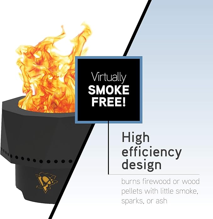 Blue Sky Outdoor Living NHL St. Louis Blues Ridge Portable Steel Smokeless Fire Pit with Carrying Bag, Firewood and/or Wood Pellet Burning