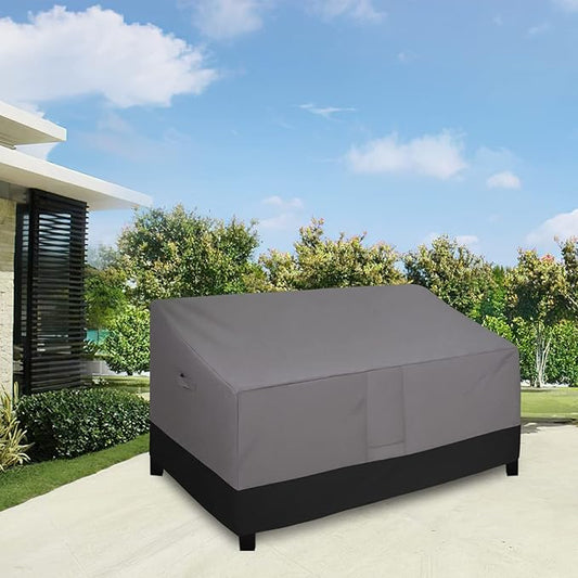 Easy-Going Waterproof Outdoor Couch Cover, Heavy Duty 3-Seater Patio Sofa Cover, Windproof Outdoor Furniture Cover with Air Vent （88Wx32.5Dx33H inch,Gray/Black