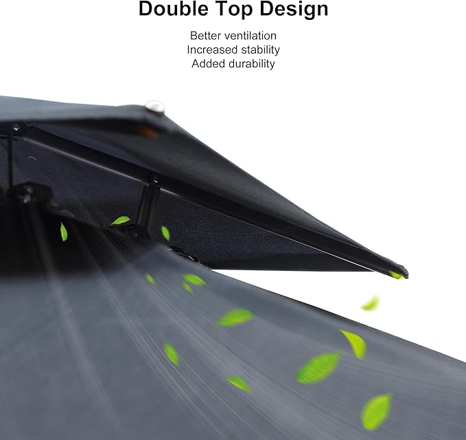 PURPLE LEAF 9' X 12' Double Top Cantilever Patio Umbrella Deluxe Large Outdoor Umbrella Rectangle Offset Umbrella with Fade Resistance for Garden Deck Pool Patio, Graphite Grey