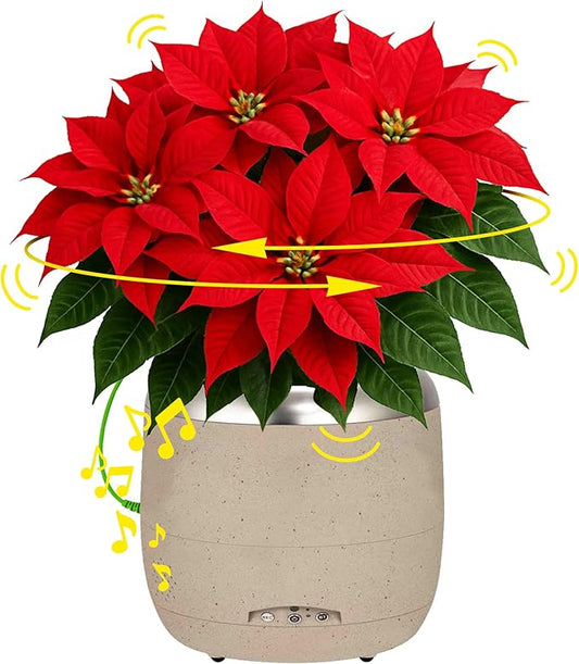 PLANTPETZ Extra Large Robotic Planter – Smart Planter Fits 6 Inch Pots | Bluetooth Speaker | Interactive Smart Plant Pot Turns A Real Plant Into a Touch/Motion Responsive Companion - Sand Beach Tan