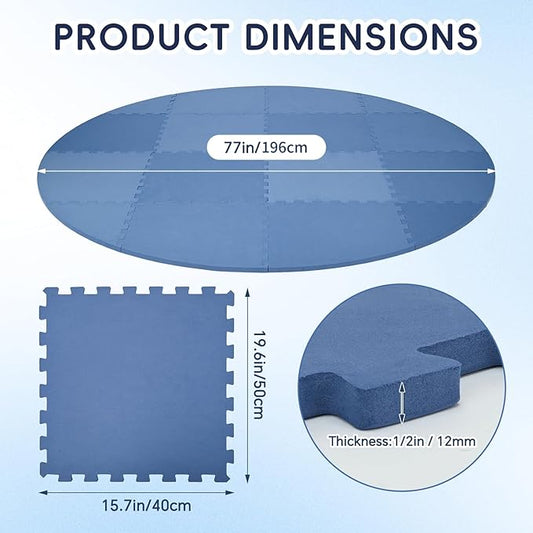 77 Inch Hot Tub Mat & Pad for Inflatable Tubs - 1/2" Extra Thick Non-Slip EVA Foam Padding, Spa Foundation for Outdoor Hot Tubs, Pool, Game Room & Camping Mat (Easy Clean)
