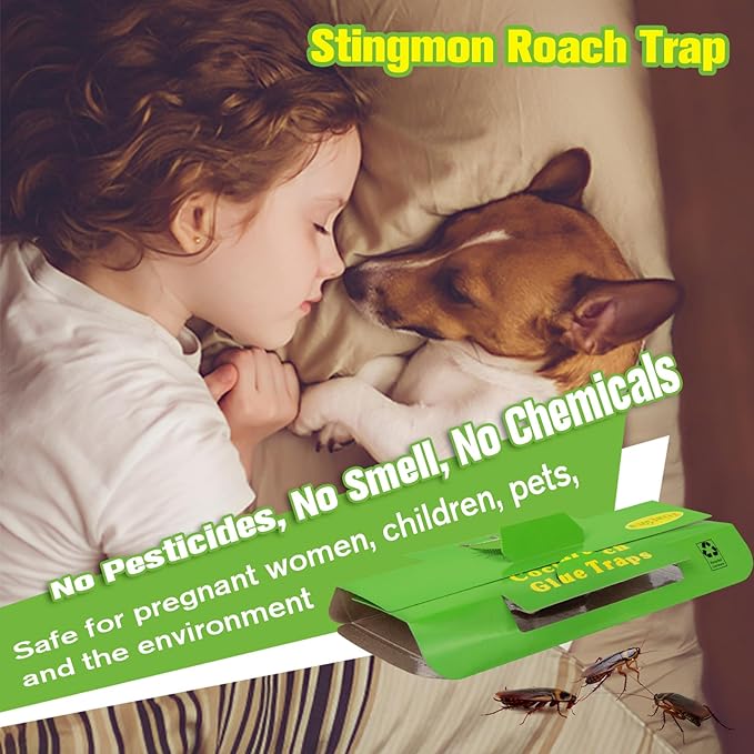 24 Pack Roach Traps Indoors Roach Killer Indoor Infestation, Cockroach Killer Indoor Home Cockroach Trap Sticky Traps for Insects