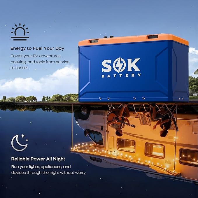 SOK Battery 314Ah 12V LiFePO4 Battery 8000+ Deep Cycle Battery, IP67 Marine Grade with Built-in Heater, Low Temp Cutoff & ABS Protective Housing Perfect for Marine, Boat, RV and Off Grid