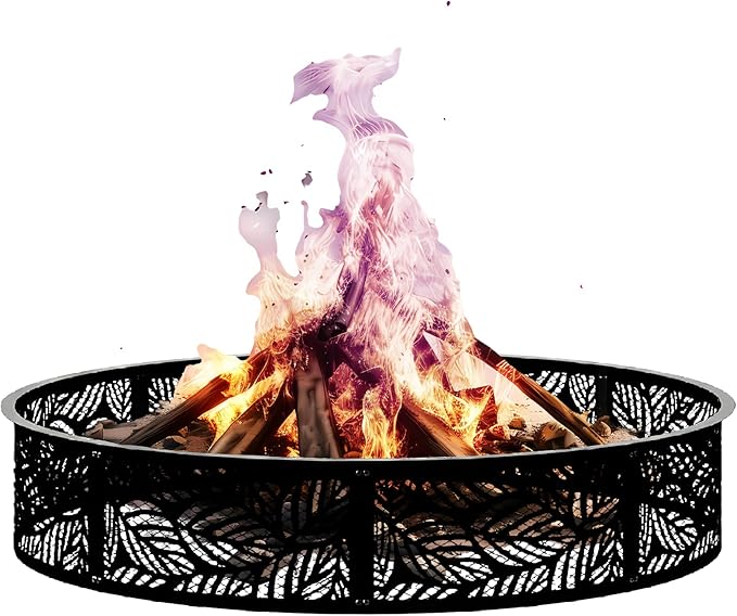 Smokeless Fire Pit Ring, 60 Inch Inner/62 Inch Outer, 11.9" Height, Heavy Duty Metal Fire Ring for DIY Fire Pits, Outdoor Above or In-Ground, Camping Garden Patio Backyard
