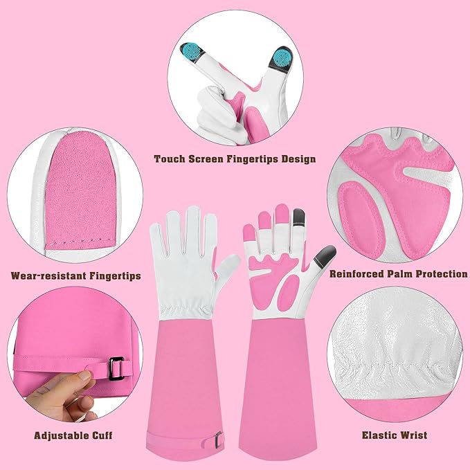 Long-Gardening-Gloves for Women/Men - Thorn Proof Rose Pruning Gloves Heavy Duty Gauntlet, Best Garden Gifts for Gardener-L