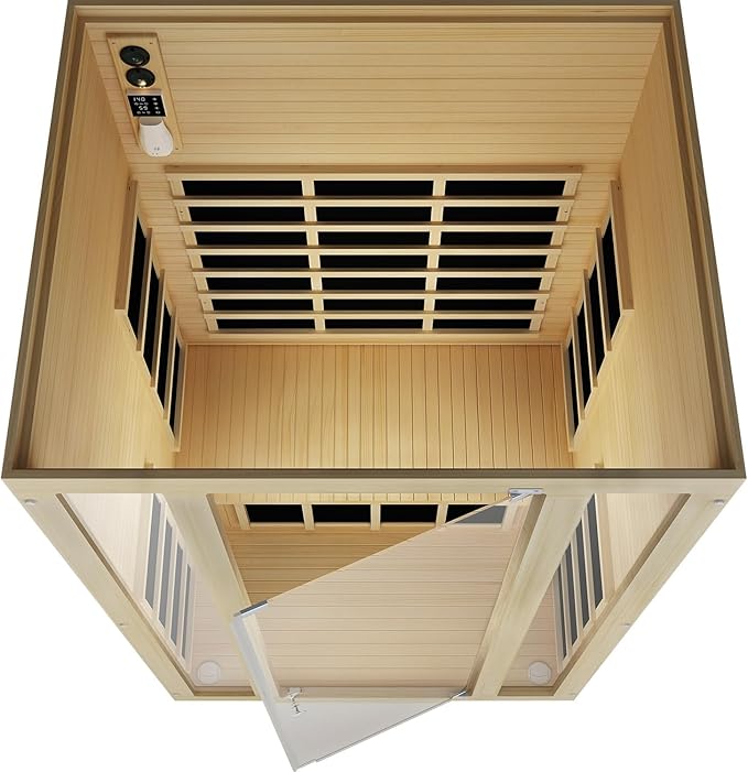 JNH Lifestyles Ensi 2-Person Home Infrared Sauna with Red Light Therapy, Ultra-Low EMF - Indoor Personal Luxury Spa for House and Gym