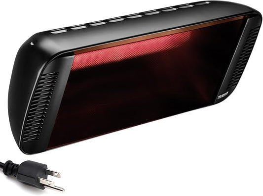 Professional Electric Infrared Outdoor Patio Heater, Wall Mounted, Comes with 6' 120V Plug-in Cord, Water Resistant for Residential and Commercial Use