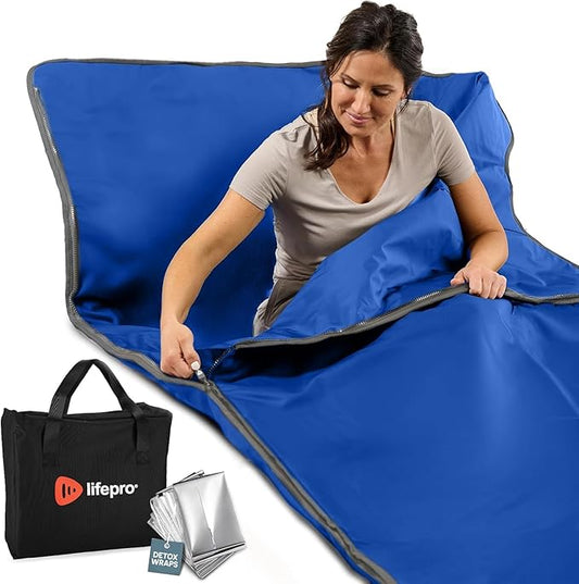 Lifepro Infrared Sauna Blanket for Detox & Relaxation – Low EMF Carbon Fiber Heating, 9 Temp Levels, 5 Colors – Portable Full Body Sauna Blanket Infrared with Waterproof Interior & Carry Bag