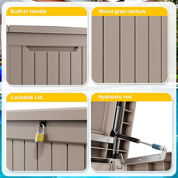 281gallon Deck Boxes Resin Material Outside Storage Box Large Storage Bins with Lids Deck Boxes Outdoor Waterproof for Outdoor Use