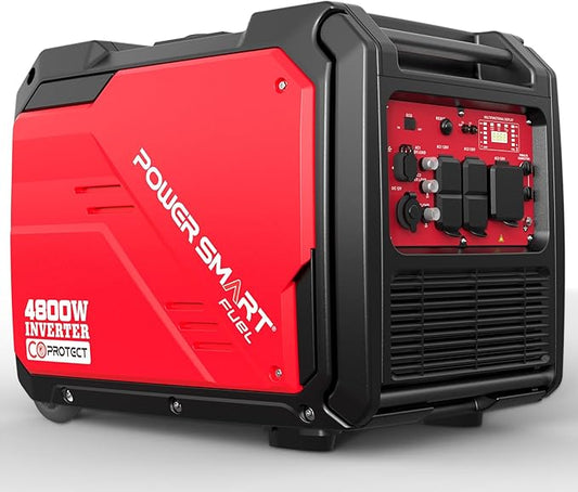 PowerSmart 4800-Watt Portable Inverter Generator with Wheels Handle Kit, CO Protect, Quiet, RV-Ready, Home use