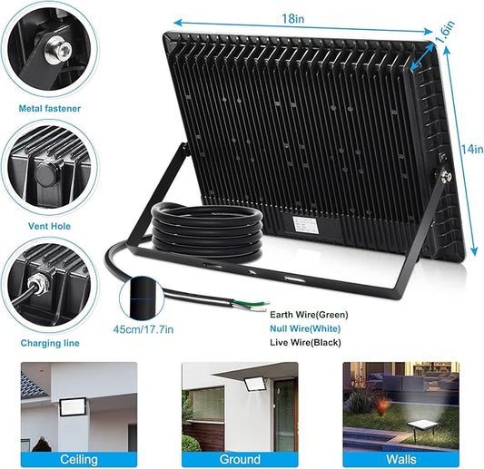 500W 2pack LED Flood Light Outdoor,(2750W Equivalent)Super Bright 58,500LM Daylight 5000K IP66 Waterproof Security LED Arena Lights,Commercial Lighting Floodlight for Backyard|Court|Stadium|Fields