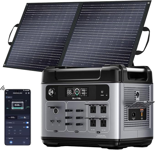 OUKITEL P2001 Plus 2400W Solar Generator with 100W Solar Panel, 2048Wh Solar Power Station with 4 AC Outlets(5000W Peak), 1.5H Full Charging, APP Control Battery Backup for Home, Camping & RVs
