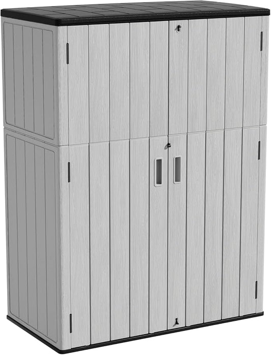 ZZM 57 Cu.ft Outdoor Storage Cabinet with One Tool Kit, Horizontal Storage Shed for Garage, Bike, Garbage Cans, Garden Accessories