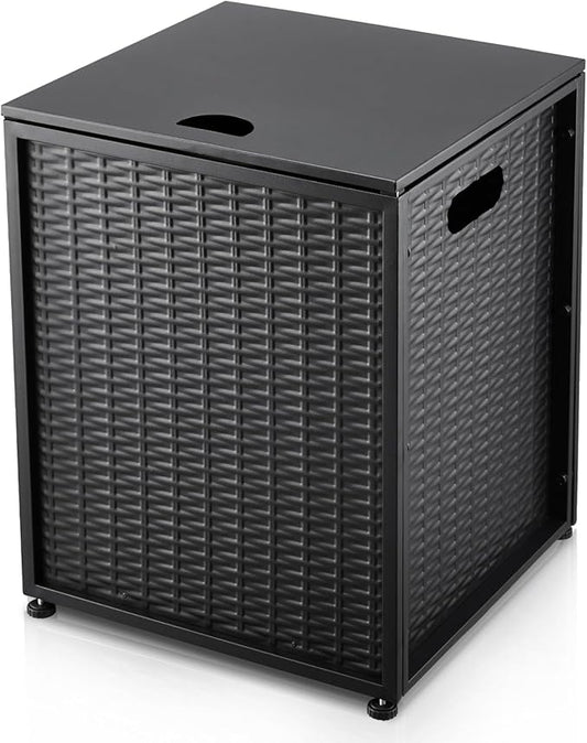 Outdoor Propane Tank Cover - 20 lbs Tank Side Table with Storage, Dual Function for Gas Fire Pit, Grill, Griddle & Stoves