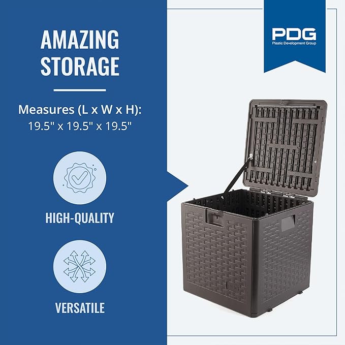 Plastic Development Group Outdoor Storage Deck Box, Standard Closure, 28 Gallon, Java