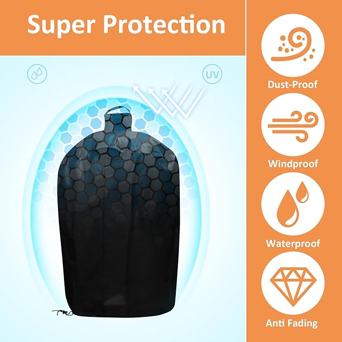 Waterproof Cover for Large Big Green Egg, Ceramic Grill Cover Outdoor Grill Cover, Weather Resistant BBQ Grill Accessories, Anti-Fade Fabric