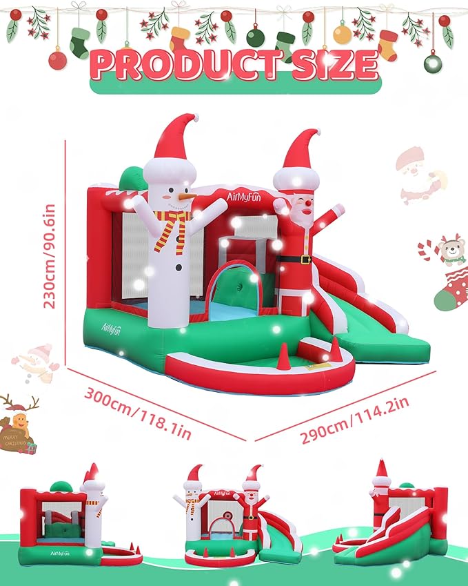 AirMyFun Christmas Theme Inflatable Bounce House, Independent Fan Rapid Expansion - Holiday Fun Magic, let Joy Jump into The House!
