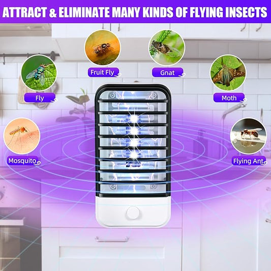 6 Pack Plug in Bug Zapper Indoor Flying Insect Trap, Electronic Mosquito Zapper Ultimate Fly Zappers Gnat Traps Lamp for Bug Insect for Home, Kitchen, Bedroom, Living Room,Office, Black ﻿