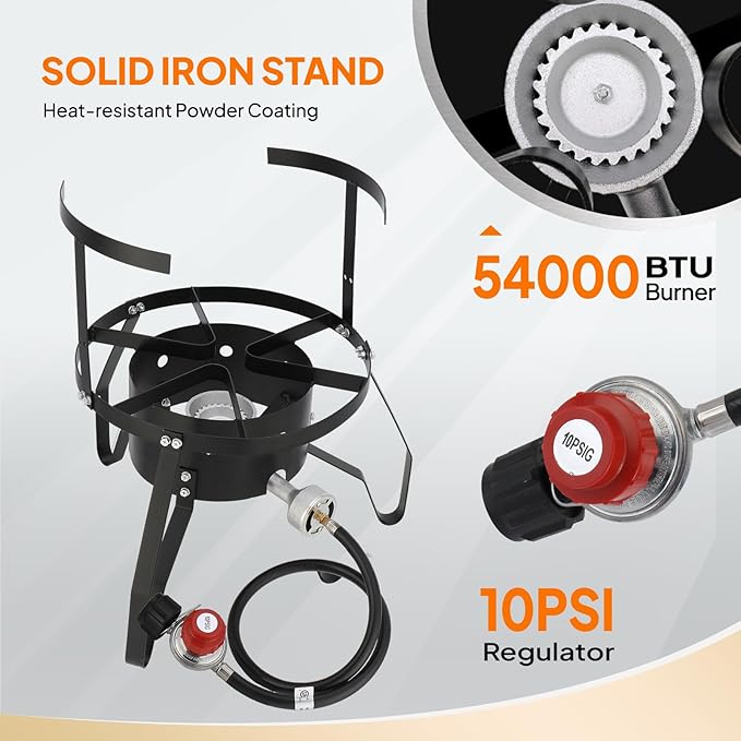 ROVSUN 50QT Turkey Fryer with 54,000BTU Propane Stove, Stainless Steel Outdoor Deep Fryer & Seafood Boiler Steamer with Basket, Thermometer, Lifting Hook & Support Rack for Outdoor Backyard Cooking