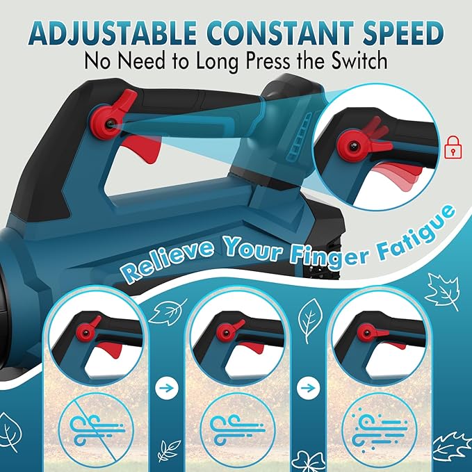 Leaf Blower Cordless (Upgraded) - 630CFM/160MPH, 21V Powerful Electric Cordless Leaf Blower with 2 x 4.0Ah Batteries and Charger, Battery Powered Leaf Blowers for Lawn Care, Patio, Yard, Dust, Snow