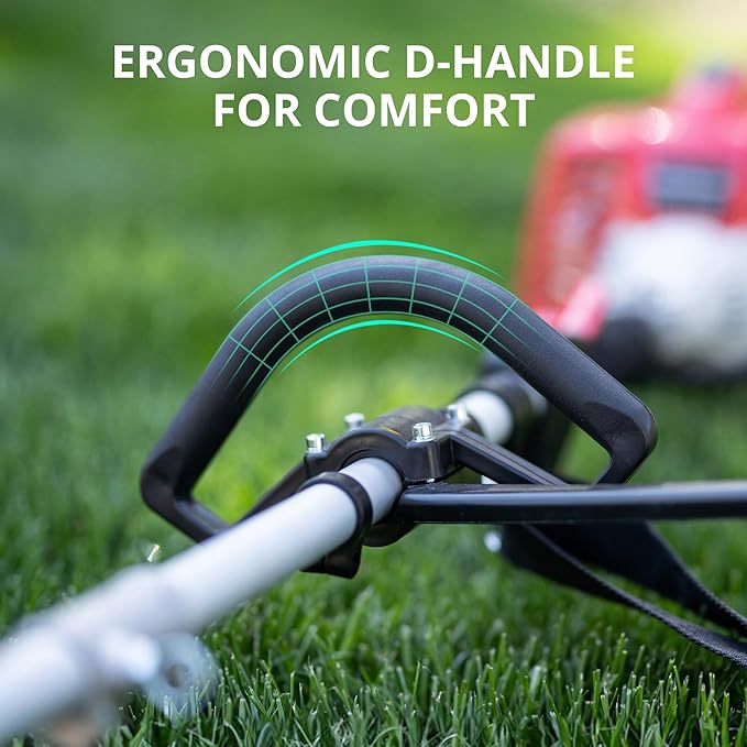 Gas Weed Eater 26cc, Grass Trimmer Brush Cutter 2 in 1, Weed Wacker 2 Cycle Air-Cooled Engine 10'' Brush Blade 16'' Cutting Width with Rubber Handle & Shoulder Strap Quick Start Portable