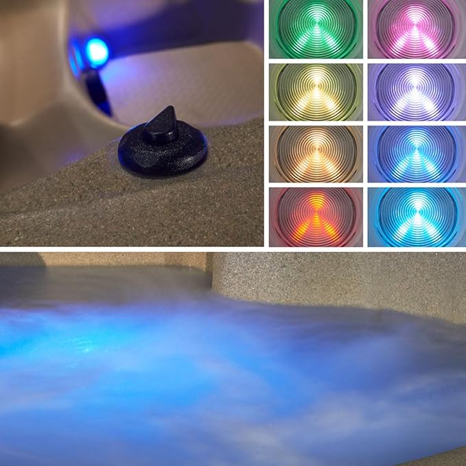 AquaLife Ariana™ 7-Person 30-Jet Non-Lounger Hot Tub with LED Lighting, Insulated Cover, Built-in Ice Bucket, Stainless Steel Heater and Ozonator