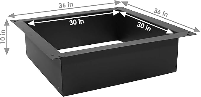 Sunnydaze Fire Ring for Outside - Wood-Burning Metal Fire Pit Ring Insert - Above or In-Ground DIY - 36-Inch Square Outer/30-Inch Square Inner Diameter