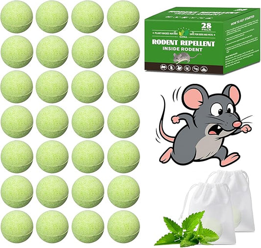 28-Pack Mouse Rodent Repellent, Natural Deterrent for Mice, Pest Control for Home, Kitchen, Garden and Barn, Safe for Pets & Family