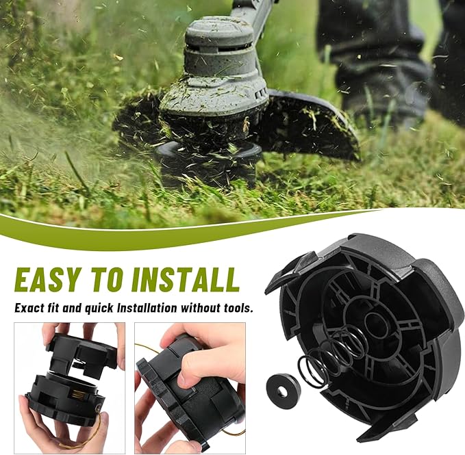 DWO1DT995 Weed Trimmer Head Replacement for Dewalt String Trimmer Head Parts, Dewalt Weed Wacker Head with Weedeater Cap and Spring, Dewalt Weed Trimmer 20V Parts DCST922P1 DCST922B DCST972X1 (2 Pack)