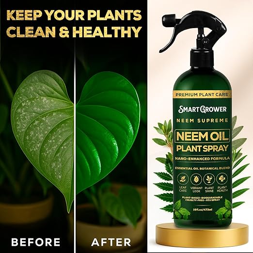 Neem Oil Spray for Plants Botanical Blend – Plant Wash with Natural Essential Oils, Simple Ready-to-Use Plant Spray for Gardens, Houseplants, Indoor & Outdoor Plants – 16 oz