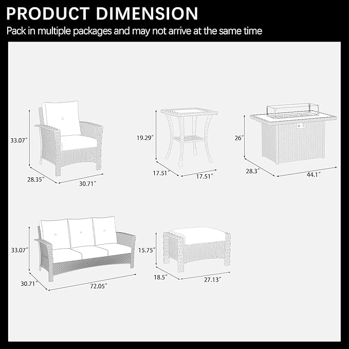 LayinSun 9 Piece Wicker Patio Furniture Set, Classis Outdoor Conversation 360 Degree Swivel Chairs Set with Coffee Table