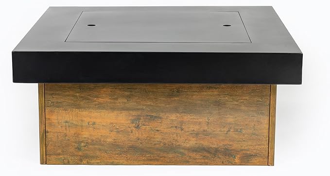 36 Inch Fire Pits for Outside Wood Burning, Iron Square Firepits for Outside, Wood Burning Fire Pit for Camping, Garden, Backyard, Bonfire Party, Wood+Black